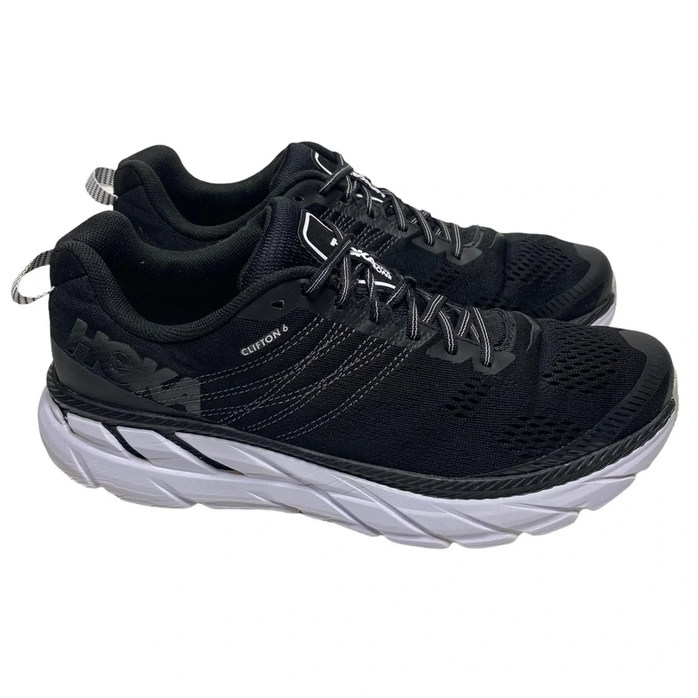 Hoka One One Clifton 6 Running Shoes Black/White 1102872 BWHT - Men's Size 10.5 - Picture 4 of 10